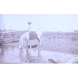 Unidentified woman on horseback
