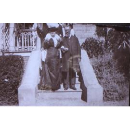 Unidentified couple on steps