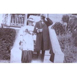 Unidentified couple on steps