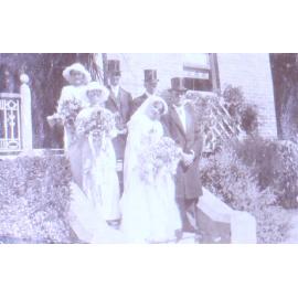 Bridal party on steps