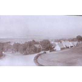 Overhead view unidentified buildings