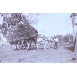 Unidentified workmen with horse and loaded cart