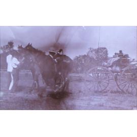 Unidentified men with a horse and buggy