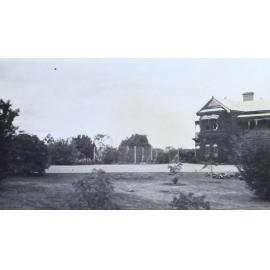 Tennis court, house and gardens at Saumarez