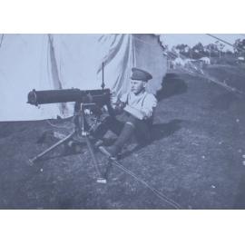 Unidentified soldier with a machine gun