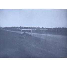Army tent encampment from a distance