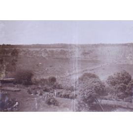 View of the gardens and paddocks from the house
