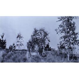 Unidentified man and woman in a paddock