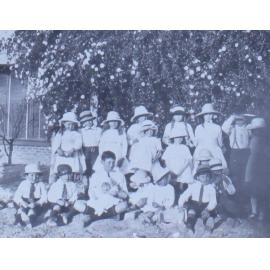 Large group of children in the garden