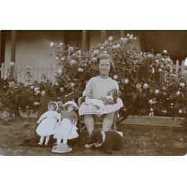 Young girl with her toys