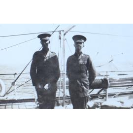 Two army officers onboard a ship