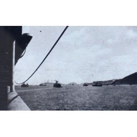 Ships in a harbour from onboard a ship