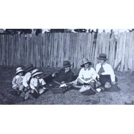 Six young children on a picnic