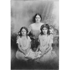 Matina (on left) and Effie Sourry, Eleni Dedes’ older sisters, with their mother, Maria Sourry, about 1928