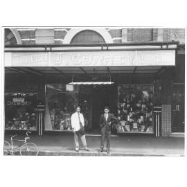 George and Abraham Correy outside the family business, Glen Innes, early 1930s