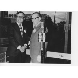 Harry Fay, President of the Inverell Jockey Club, with Jack Marquart, Secretary of the Club, c.1960