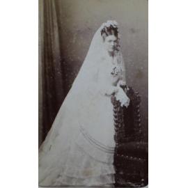A carte-de-visite of Jessie Campbell née Fletcher in bridal dress, c.1875