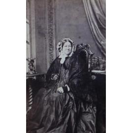 A carte-de-visite of a woman annotated on verso For dear Fred from / Aunt Dora Kerry [??]