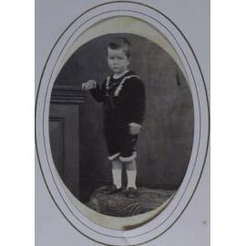 A carte-de-visite of a young boy annotated on verso J.A.G. Taken at Reedy / Creek. November 1870 [or 1876] / 3 years old