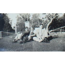 NEUC Students outside Booloominbah near weather station, 1942