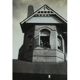 Students at upstairs window Booloominbah