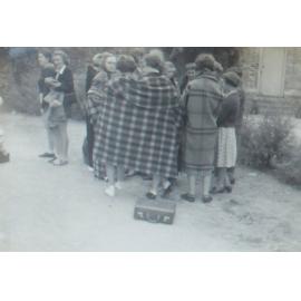 Students outside Booloominbah - Off to Blue Hole, 1941
