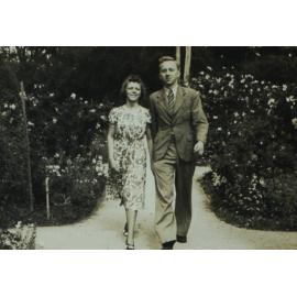 Students in Booloominbah rose garden Nov 1940 - P. Taylor and F. Rickwood