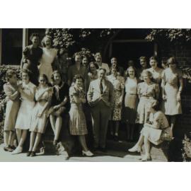 NEUC staff posing outside Booloominbah with Edgar Booth, 1940
