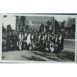 Graduation, group gathered outside the church, 1941