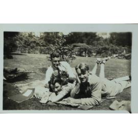 Students on Booloominbah lawn - H. Ward, K. Miller, M. Hartwell, 1942