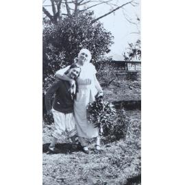 Lily O'Brien and Dora Morris in costume as the "Bride and Groom"