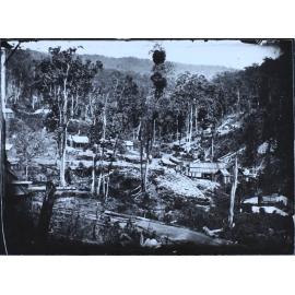Timber camp or gold mining settlement, upper Clarence