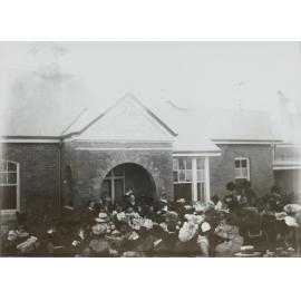 Large crowd outside Lismore Hospital, post 1903