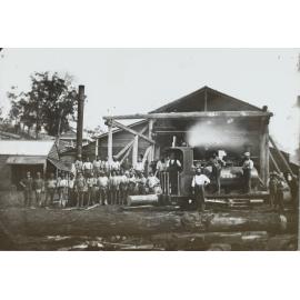 Railwaymen and locomotive