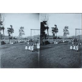 Rural scene, children and swings