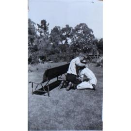 [Lewis Border, Kitty Miller] on the lawn, 1941