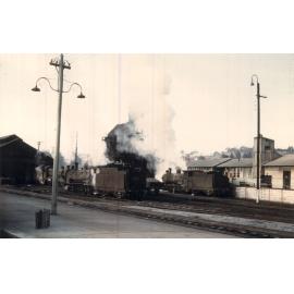 Train engines being fired up, 8 August 1964