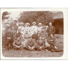 Soldiers and nurses, Booloominbah, c. 1918