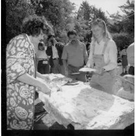Colin Ahoy and Lyn Riley, Oorala opening barbecue, 1986