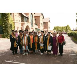 Group of graduates and families outside Booloombinbah, TRACKS Graduation Ceremony,  2005