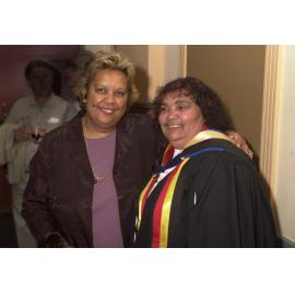 Guest speaker Jackie Huggins with Barbara Bond at the 2001 Frank Archibald Lecture