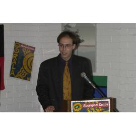 Guido Posthausen speaking at the TRACKS Graduation Ceremony, 2001