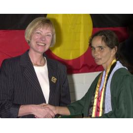 Professor Ingrid Moses with TRACKS graduate, 2001
