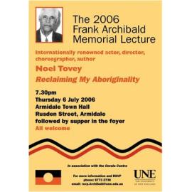 Reclaiming My Aboriginality – 2006 Frank Archibald Memorial Lecture