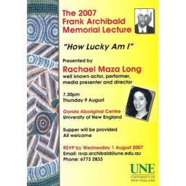 How Lucky Am I – 2007 Frank Archibald Memorial Lecture