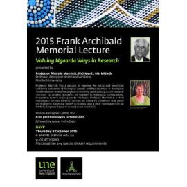 Valuing Ngaarda Ways in Research - 2015 Frank Archibald Memorial Lecture