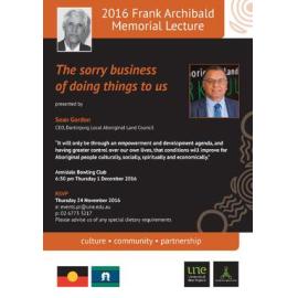 The sorry business of doing things to us - 2016 Frank Archibald Memorial Lecture