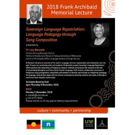 Sovereign Language Repatriation - 2018 Frank Archibald Memorial Lecture Poster