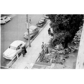 View of footpath in Faulkner Street from Post Office roof, 1950s
