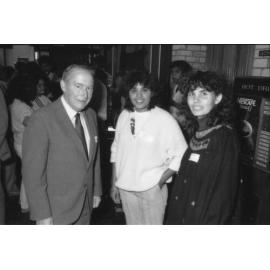 William McCarthy, Cheryl Kitchener and Lynette Riley, Oorala opening, 1986